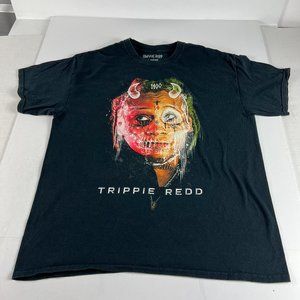 Trippie Redd Rap Shirt Adult Large Black Faded Big Face Short Sleeve Hip Hop Tee